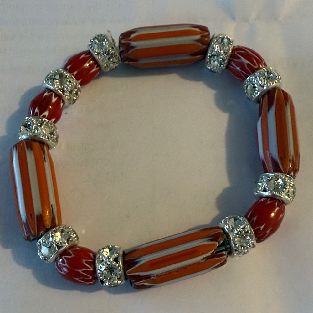 Chic Red and Silver Beaded Bracelet